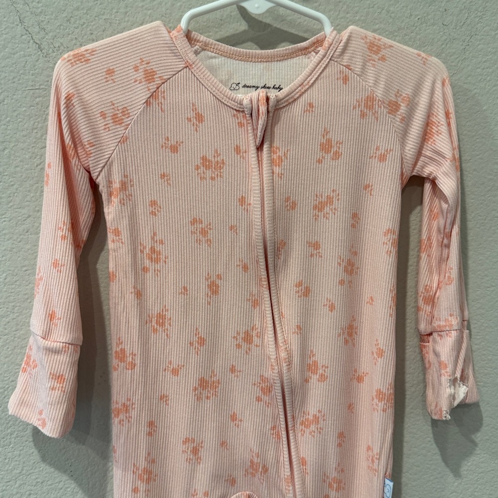 Bamboo Pink Floral Dreamy Skies Baby Footed Pajama Infant‎ 6-12 Months